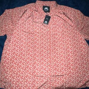 Palm print button down mens big and tall